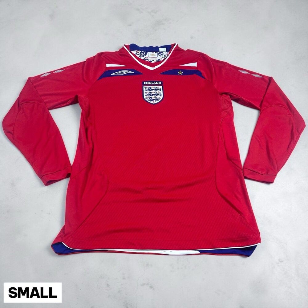 Umbro England Away Red Long Sleeve Jersey 2008-10 Mens S Official Football Shirt